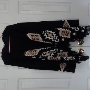 Black tan white sweater